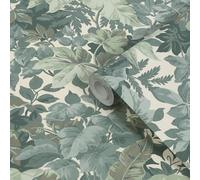 GoodHome Odell Green Big Foliage Textured Wallpaper