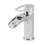 GoodHome Olmeto Small Chrome Effect Basin Mono Mixer Tap With Waterfall Spout