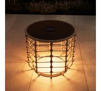 GoodHome Omalos Rattan Effect Beige Round Side Table