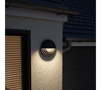GoodHome Fixed Matt Black Mains-Powered Integrated Led Outdoor Wall Light 400Lm (Dia)24Cm
