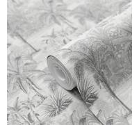 GoodHome Onyk Grey Jungle Textured Wallpaper