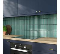 GoodHome Orda Green Gloss Kitkat Ceramic Mosaic Tile, (L)293mm (W)296mm