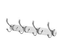 GoodHome Ormara Silver Stainless Steel 4 Hook Rail (L)348mm (H)85mm