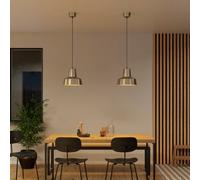 GoodHome Orous Geometric Satin Pewter Effect Led Pendant Ceiling Light, (Dia)320mm
