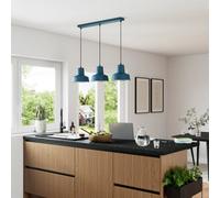 GoodHome Orous Rectangular Matt Blue 3 Lamp Led Pendant Ceiling Light, (Dia)245mm