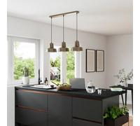 GoodHome Orous Rectangular Satin Pewter Effect 3 Lamp Led Pendant Ceiling Light, (Dia)245mm