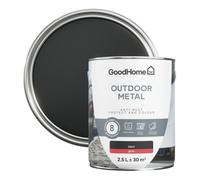 GoodHome Outdoor Black Gloss Exterior Doors & Windows Topcoat Metal Paint, 2.5L Tin