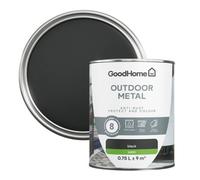 GoodHome Outdoor Black Satinwood Exterior Doors & Windows Topcoat Metal Paint, 750Ml Tin