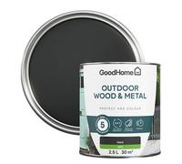 GoodHome Outdoor Black Satinwood Multi-Surface Paint, 2.5L
