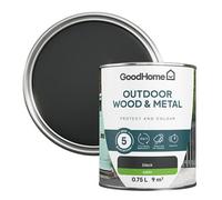 GoodHome Outdoor Black Satinwood Multi-Surface Paint, 750Ml