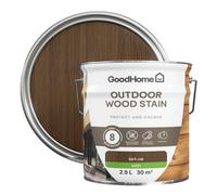 GoodHome Outdoor Dark Oak Satin Quick Dry Wood Stain, 2.5L