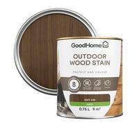 GoodHome Outdoor Dark Oak Satin Quick Dry Wood Stain, 750Ml