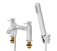 GoodHome Owens Gloss Chrome Effect Deck-Mounted Bath Mixer Tap With Shower Kit