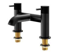GoodHome Owens Matt Black Deck-Mounted Manual Double Bath Filler Tap