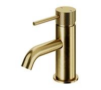 GoodHome Owens Medium Satin Gold Effect Round Basin Mono Mixer Tap
