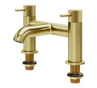 GoodHome Owens Satin Brass Effect Deck-Mounted Manual Double Bath Filler Tap