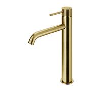 GoodHome Owens Xl Satin Brass Effect Round Basin Mono Mixer Tap