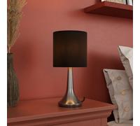 GoodHome Painswick Cylinder Satin Black Nickel Effect Table Lamp