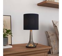 GoodHome Painswick Cylinder Satin Blue Nickel Effect Table Lamp