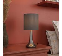 GoodHome Painswick Cylinder Satin Grey Nickel Effect Table Lamp