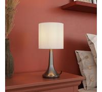 GoodHome Painswick Cylinder Satin White Nickel Effect Table Lamp