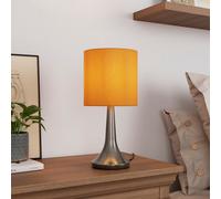 GoodHome Painswick Cylinder Satin Yellow Nickel Effect Table Lamp