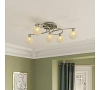GoodHome Paralia Plate Glass & Metal Chrome 5 Lamp Led Ceiling Light