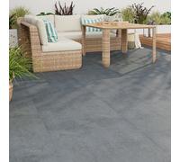 GoodHome Paski Anthracite Matt Concrete Effect Porcelain Outdoor Floor Tile, Pack Of 2, (L)600mm (W)600mm