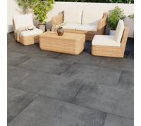 GoodHome Paski Anthracite Matt Concrete Effect Porcelain Outdoor Floor Tile, Pack Of 1, (L)900mm (W)600mm