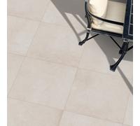 GoodHome Paski Cream Matt Concrete Effect Porcelain Outdoor Floor Tile, Pack Of 2, (L)600mm (W)600mm