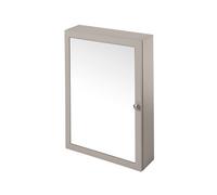 GoodHome Perma Satin Grey Wall-Mounted Single Bathroom Cabinet With Mirrored Door (W)500mm (H)700mm