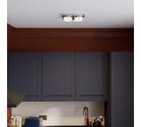 GoodHome Perna Square Brushed Metal & Plastic Chrome Effect Led Ceiling Light