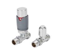 GoodHome Polished Anthracite Straight Radiator Valve & Lockshield (Dia)15mm X ½"