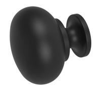 GoodHome Primel Matt Black Steel Furniture Knob (Dia)32mm, Pack Of 6
