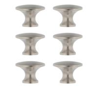 GoodHome Primel Satin Zinc Alloy Nickel Effect Round Furniture Knob (Dia)29mm, Pack Of 6