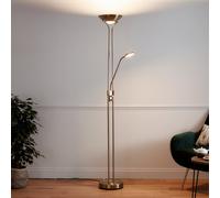 GoodHome Pulmoz Satin Antique Brass Effect Led Mother & Child Floor Light