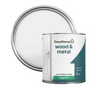 GoodHome Pure Brilliant White Eggshell Metal & Wood Paint, 2.5L