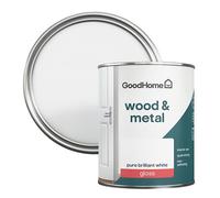 GoodHome Pure Brilliant White Gloss Metal & Wood Paint, 750Ml