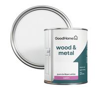 GoodHome Pure Brilliant White Satinwood Metal & Wood Paint, 750Ml
