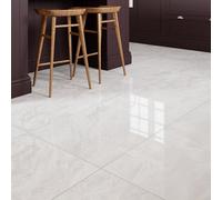 GoodHome Puya Light Grey Polished Concrete Effect Porcelain Indoor Wall & Floor Tile, Pack Of 2, (L)1200mm (W)600mm