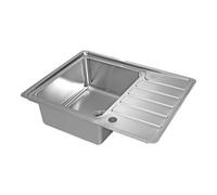 GoodHome Quassia Brushed Stainless Steel 1 Bowl Kitchen Sink With Compact Drainer 505mm X 635mm