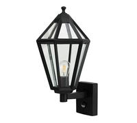GoodHome Radley Fixed Matt Black Pir Motion Sensor Outdoor Lantern Wall Light 25W