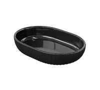 GoodHome Rawa Matt Black Ribbed Effect Ceramic Soap Dish