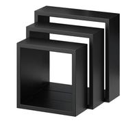 GoodHome Rigga Satin Black Cube Shelf (L)30Cm X (D)9.8Cm, Set Of 3