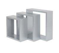 GoodHome Rigga Silver Effect Cube Shelf (L)30Cm X (D)9.8Cm, Set Of 3