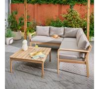 GoodHome Riveo Natural 5 Seater Modular Corner Garden Furniture Set