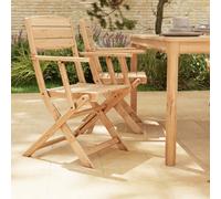 GoodHome Riveo Natural Wooden Foldable Armchair, Pack Of 2
