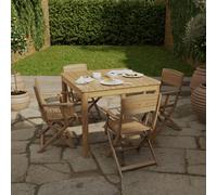 GoodHome Riveo Wooden 4 Seater Square Table