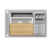 GoodHome Romesco Brushed Stainless Steel 1 Bowl Sink & Drainer 510mm X 770mm