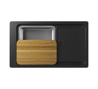 GoodHome Romesco Linea Black Granite 1 Bowl Sink & Drainer 515mm X 880mm